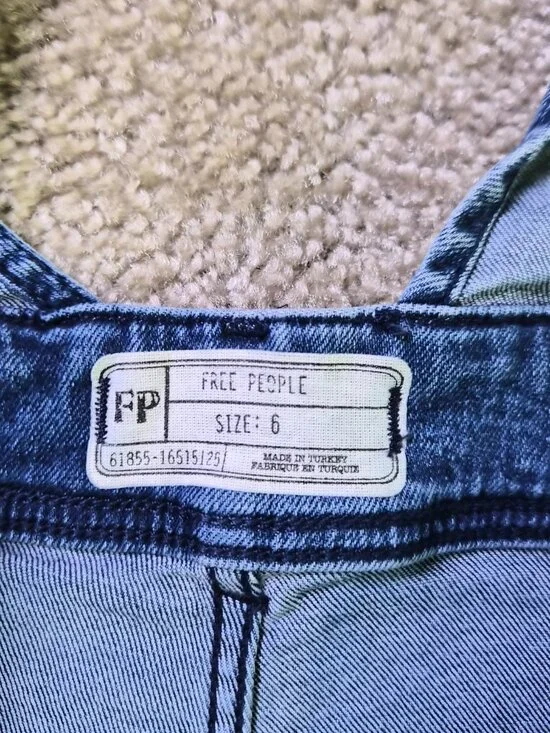 Free People Women's Flare Overalls Size 6 Denim Cottage Indie Wide Leg F858 - Picture 5 of 14